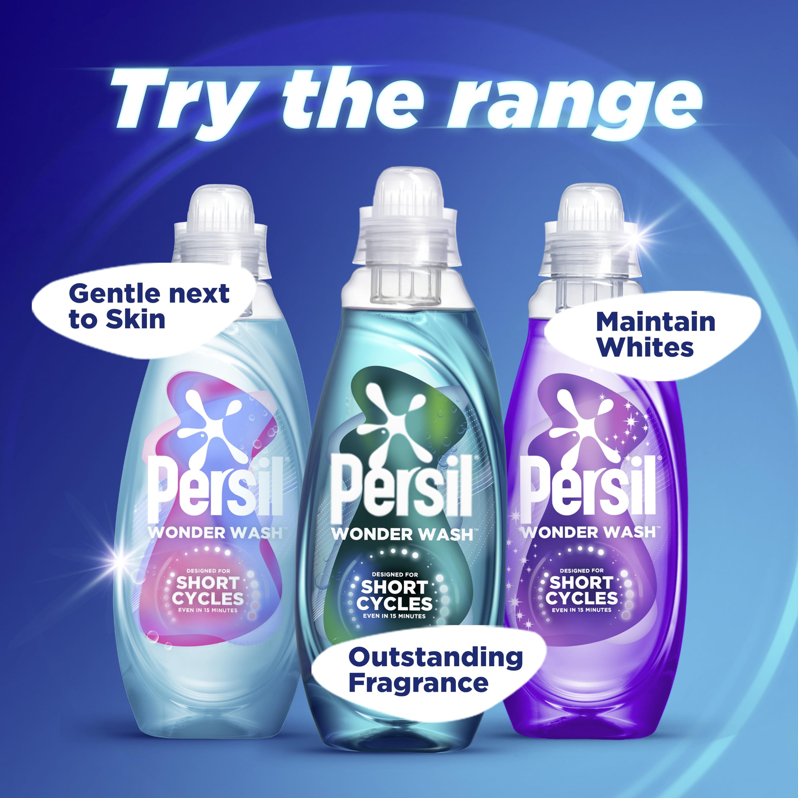 Persil Wonder Wash Sensitive* Non Bio Liquid Detergent Laundry Detergent Featuring a Hypoallergenic Fragrance Fast-Acting Formulation with a Pure Heaven Scent 55 washes (1.485 L)