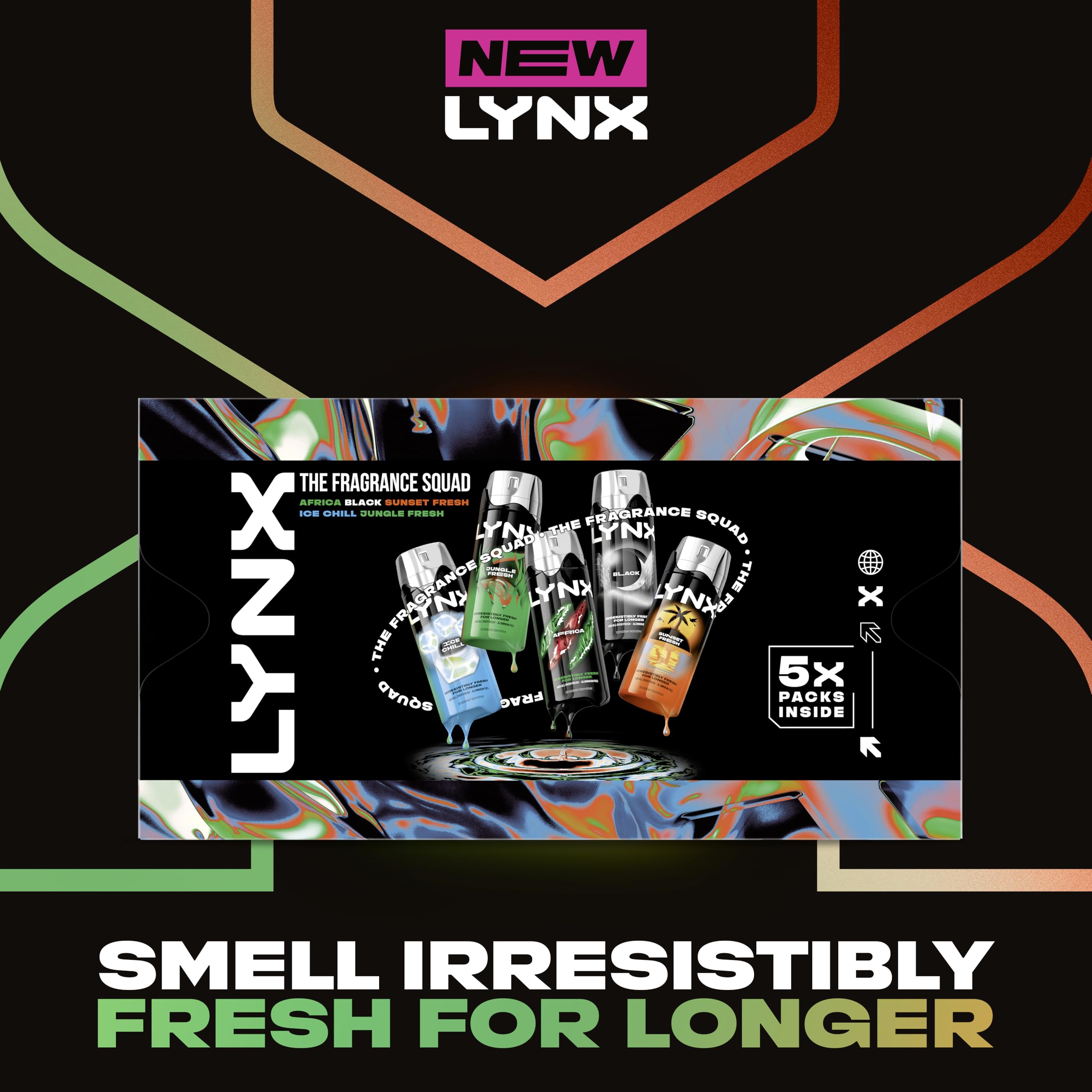 Lynx Fragrance Squad Gift Set with multiple body spray variants perfect for any occasion 5 piece