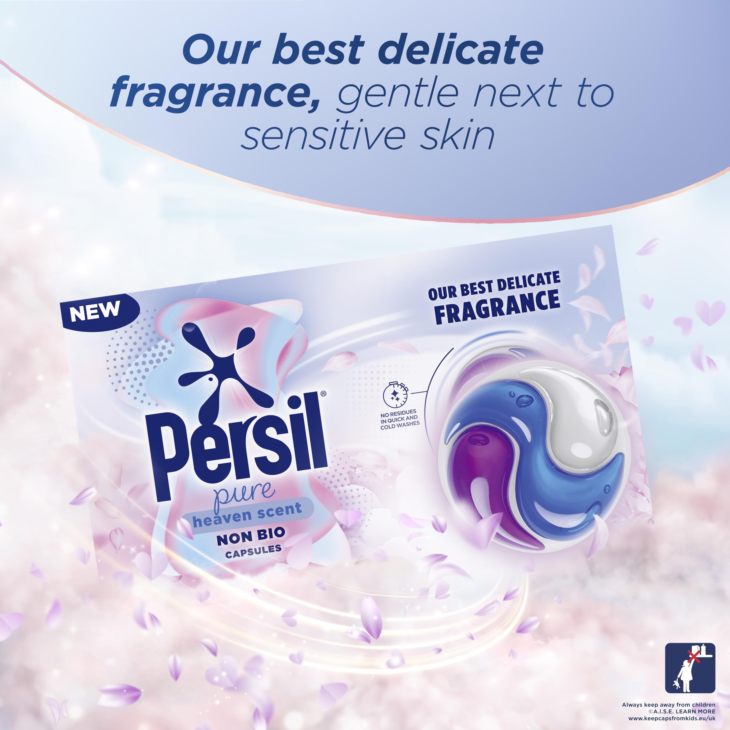 Persil Molly Mae x Pure Heaven Scent Non Bio Washing Capsules our best delicate fragrance laundry capsules gentle next to sensitive skin 99 washes (3x 33)