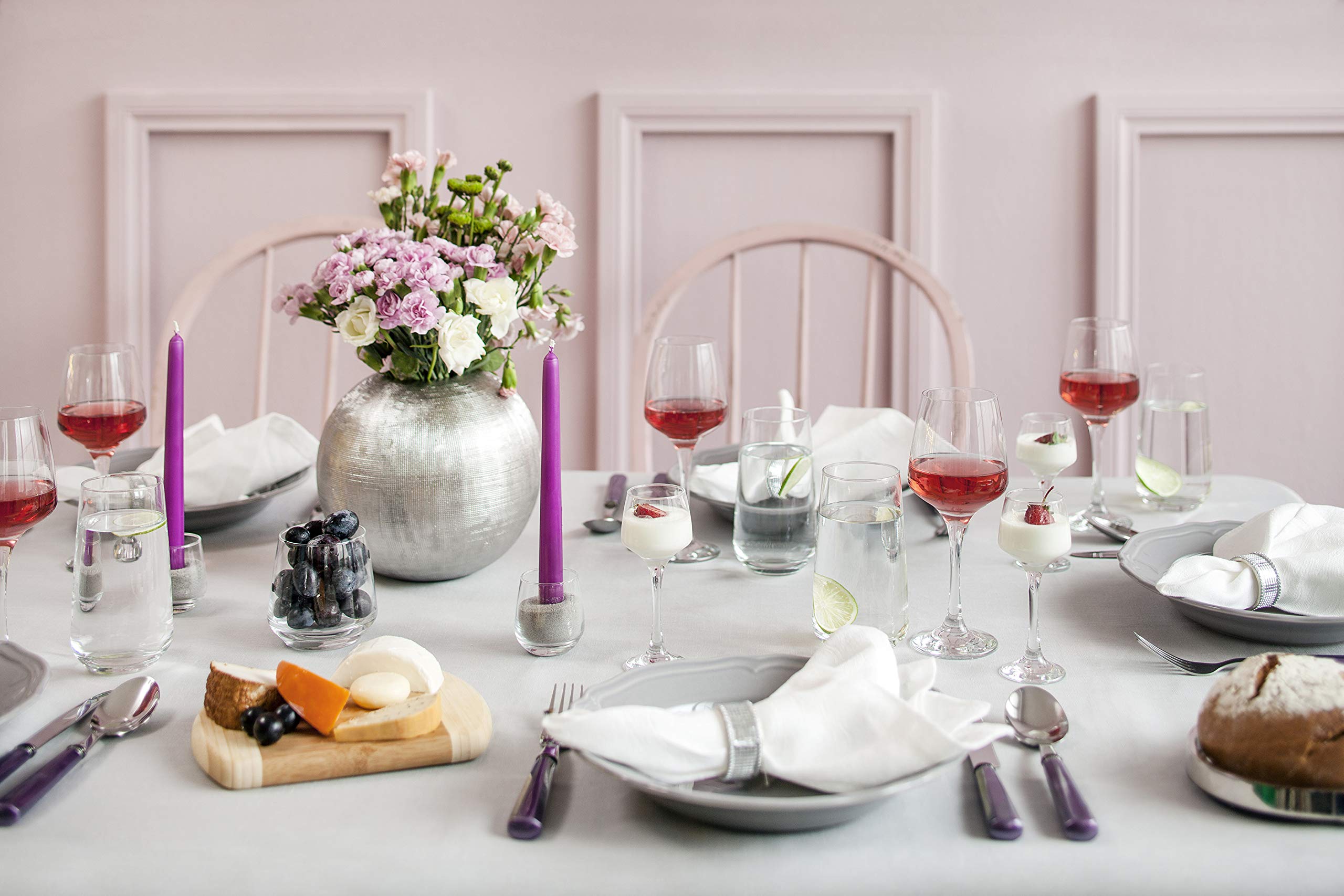 LAV 6x Clear 400ml Lal Red Wine Glasses - Large Glass White Rose Long Stem Cocktail Party Drinking Goblet Gift Set