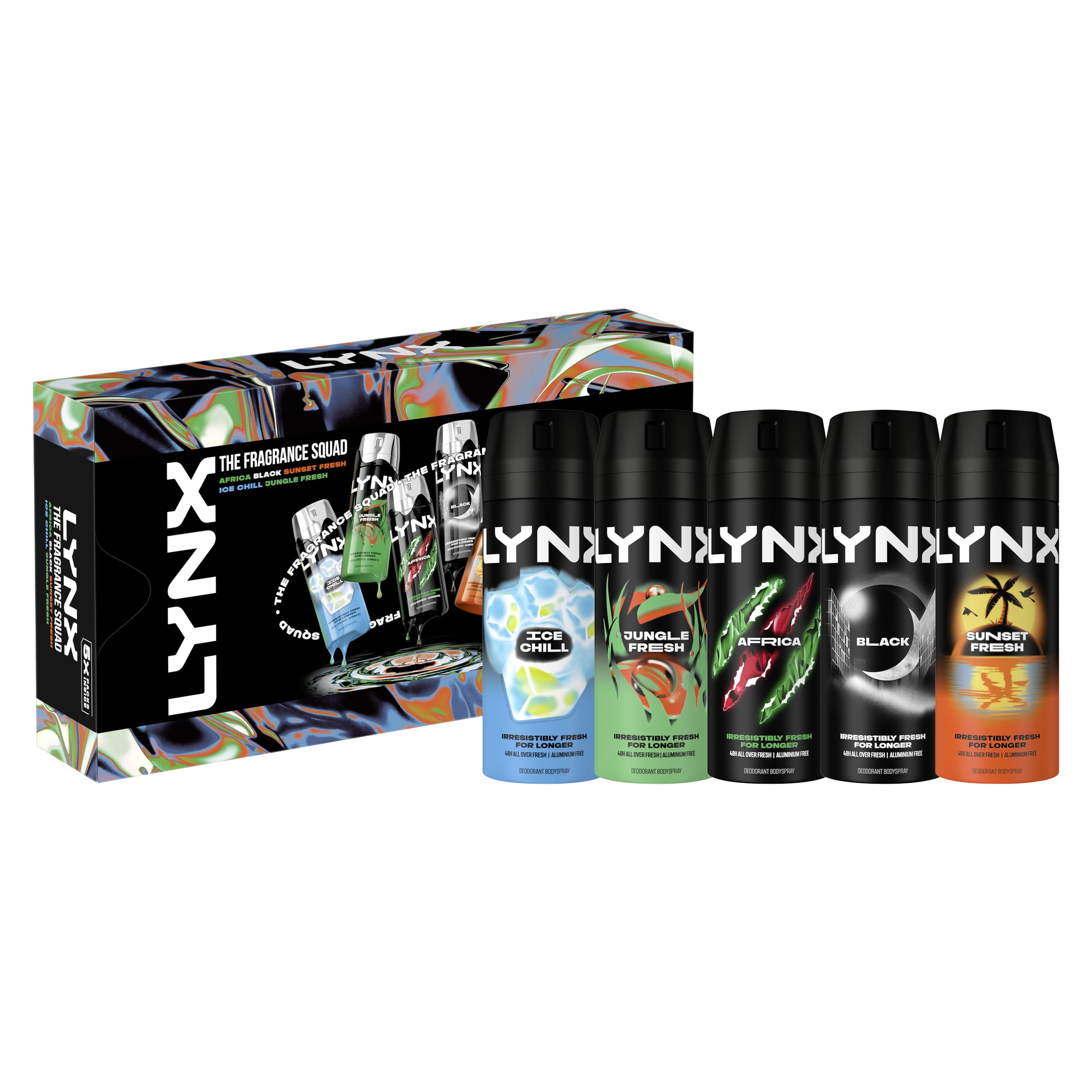 Lynx Fragrance Squad Gift Set with multiple body spray variants perfect for any occasion 5 piece