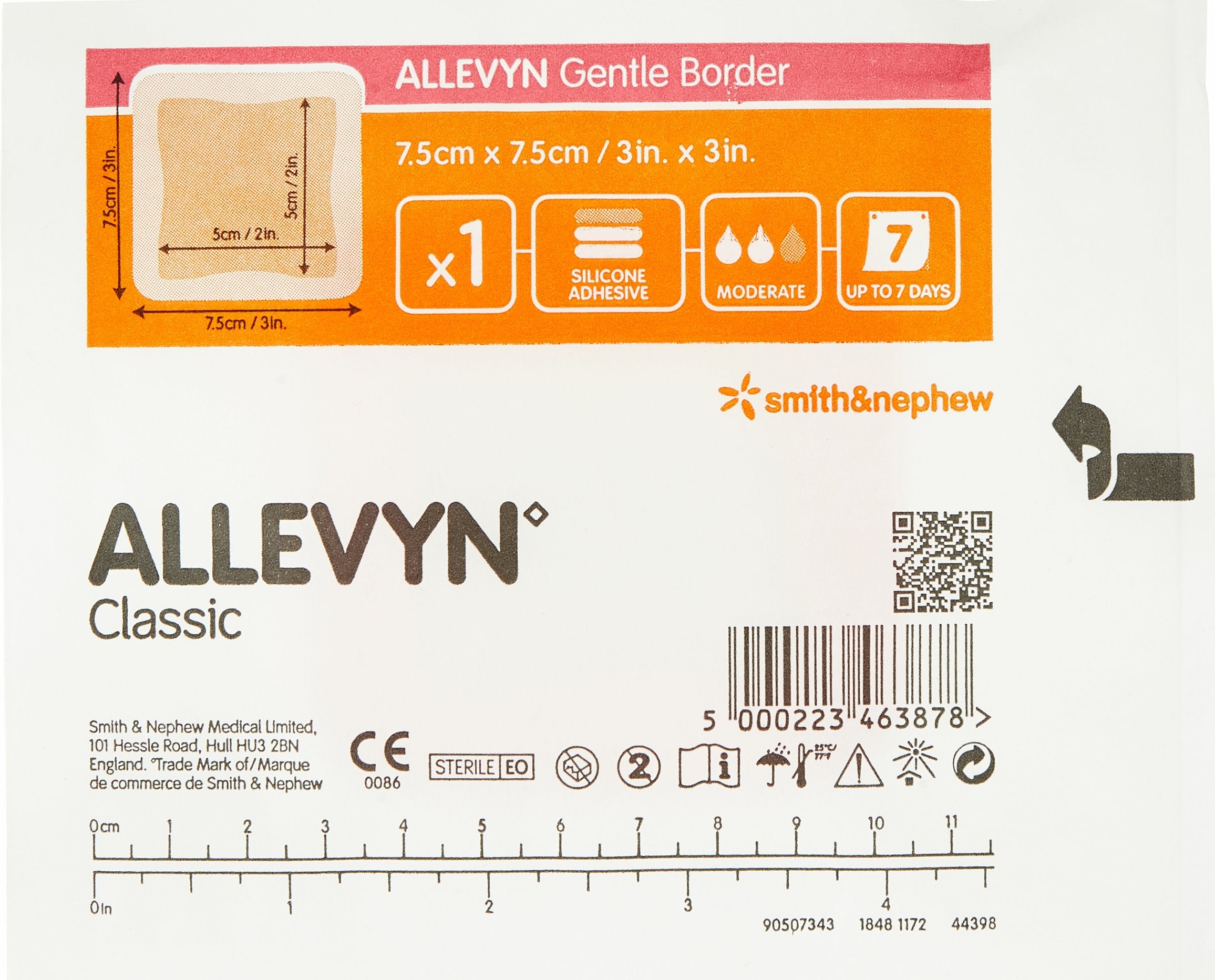 Allevyn Gentle Foam Border Dressing Pads (10 pieces) 7.5x7.5cm/3in.x3in