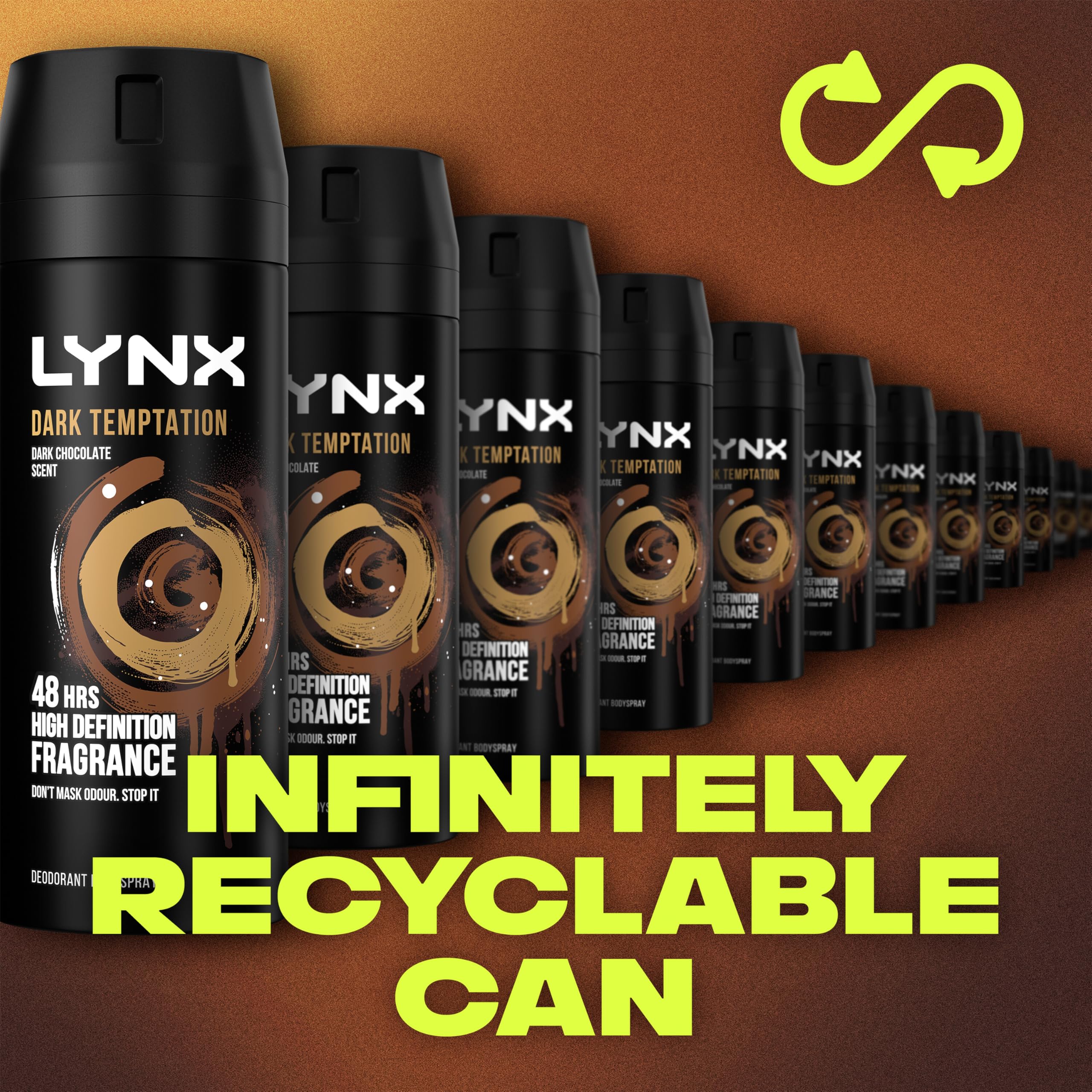 Lynx Dark Temptation Body Spray Deodorant pack of 6 150 ml